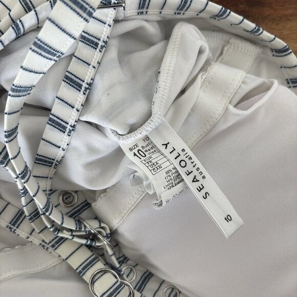 Seafolly Australia Women’s Swimsuit USA Sz 6 Striped Beach Resort Pool Vacation - Picture 7 of 13